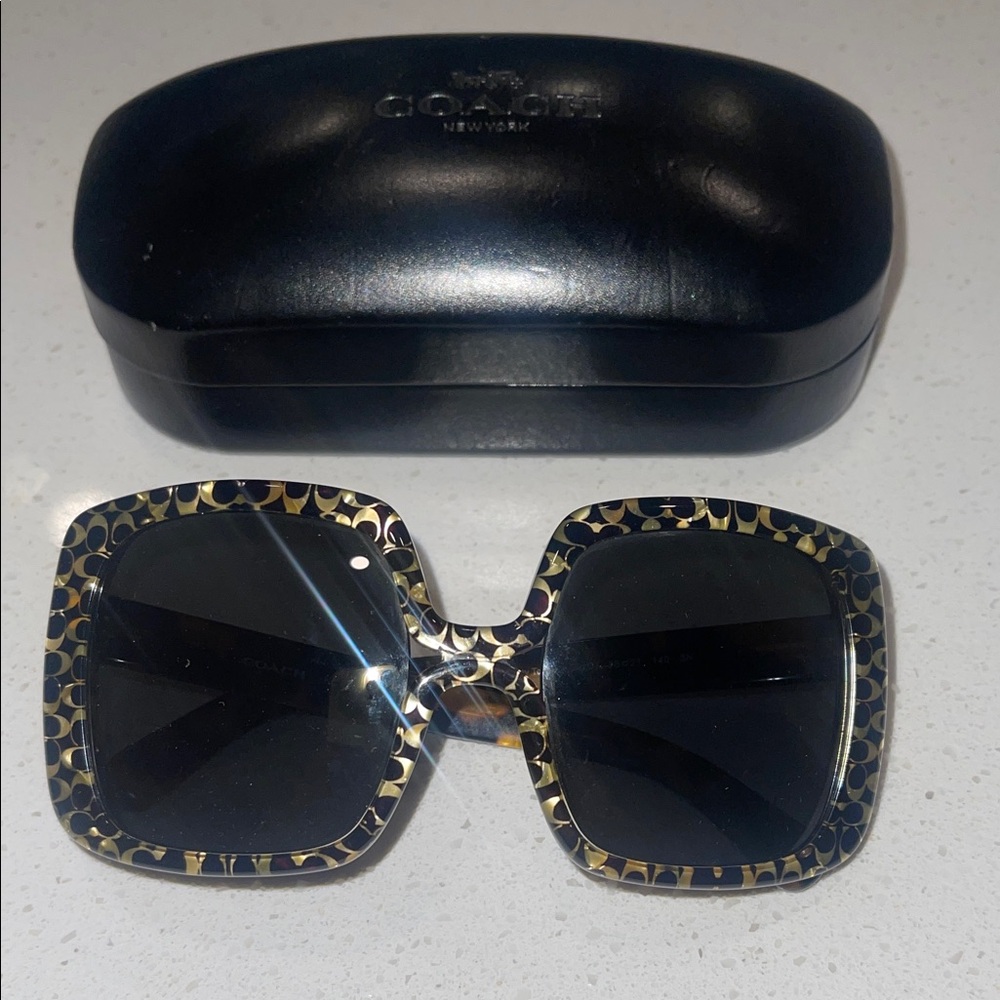 Coach Black and Gold Patterned Sunglasses - Picture 3 of 12
